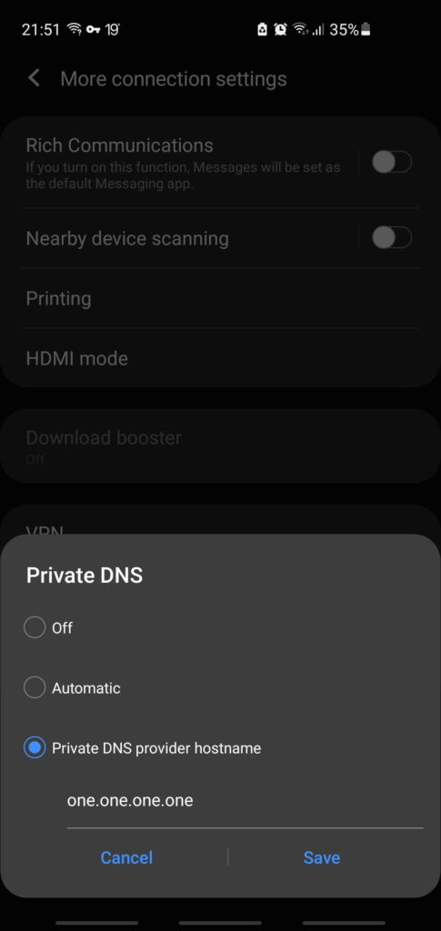 Cloudflare Private DNS setup on Android